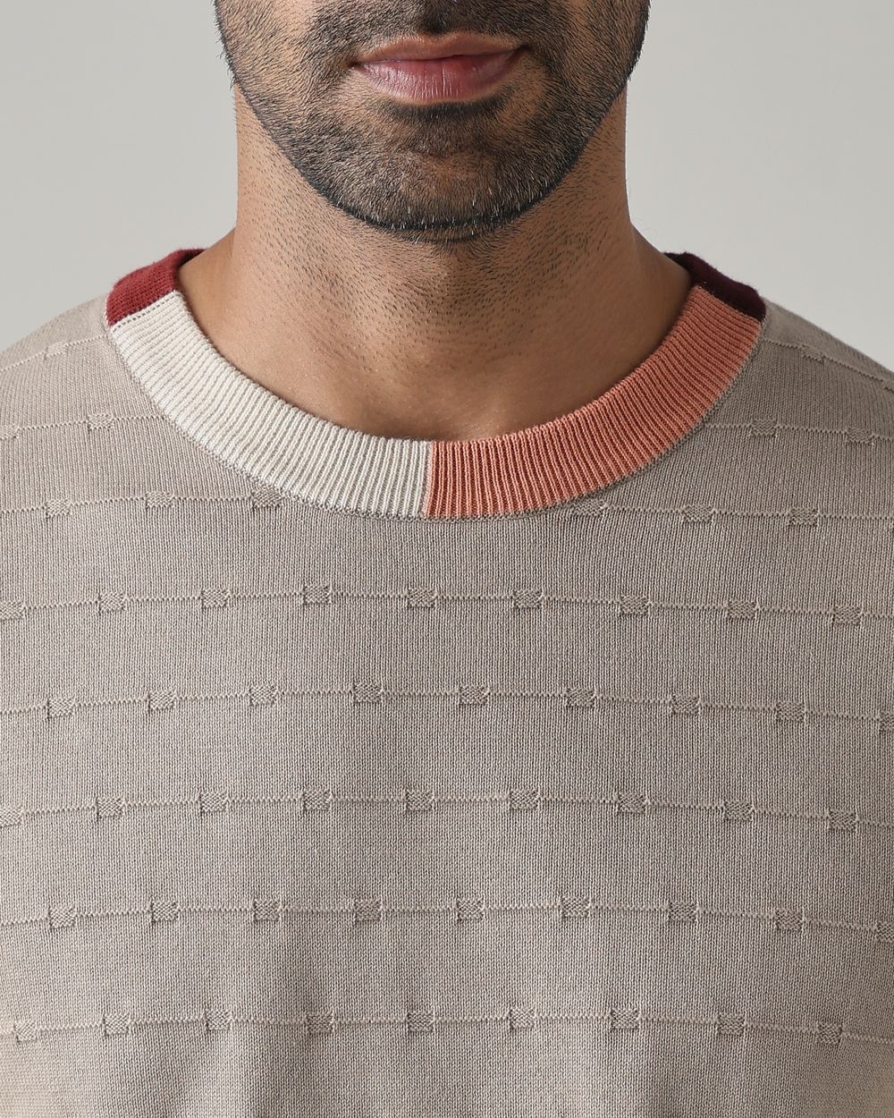Stone Color-Blocked Slim Fit Flatknit
