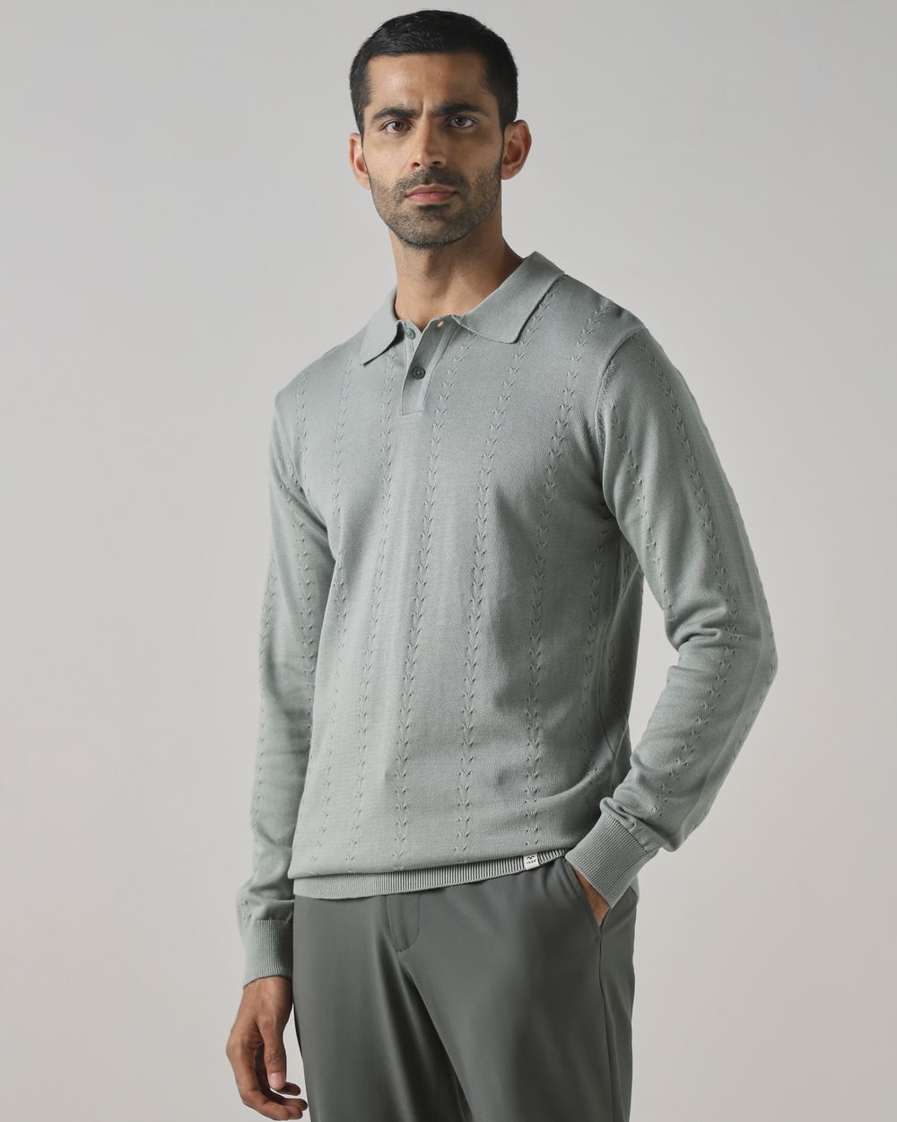 Sage Textured Flatknit Slim Fit Flatknit