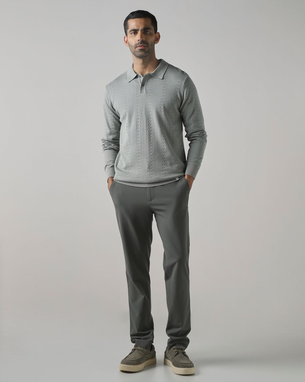 Sage Textured Flatknit Slim Fit Flatknit