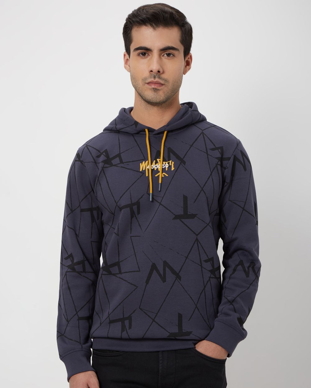 Mufti white slim fit hooded shirt cheap