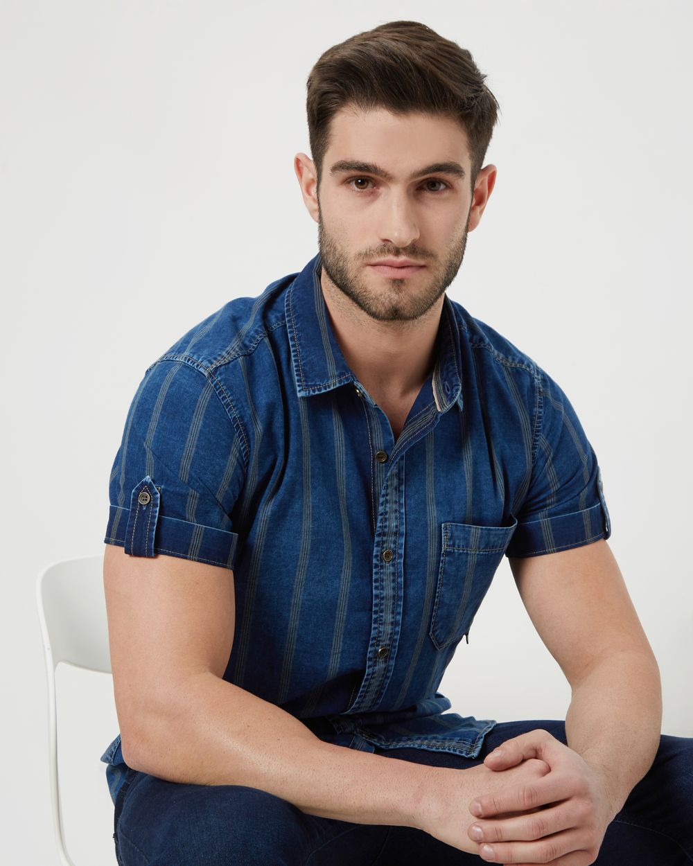 Denim dress shirt mens new arrivals