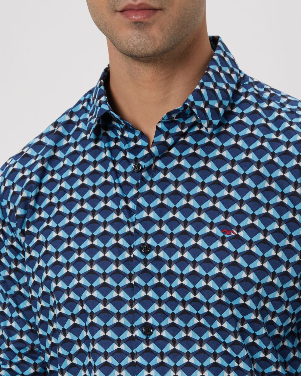 Mid Blue Geometric Print Shirt