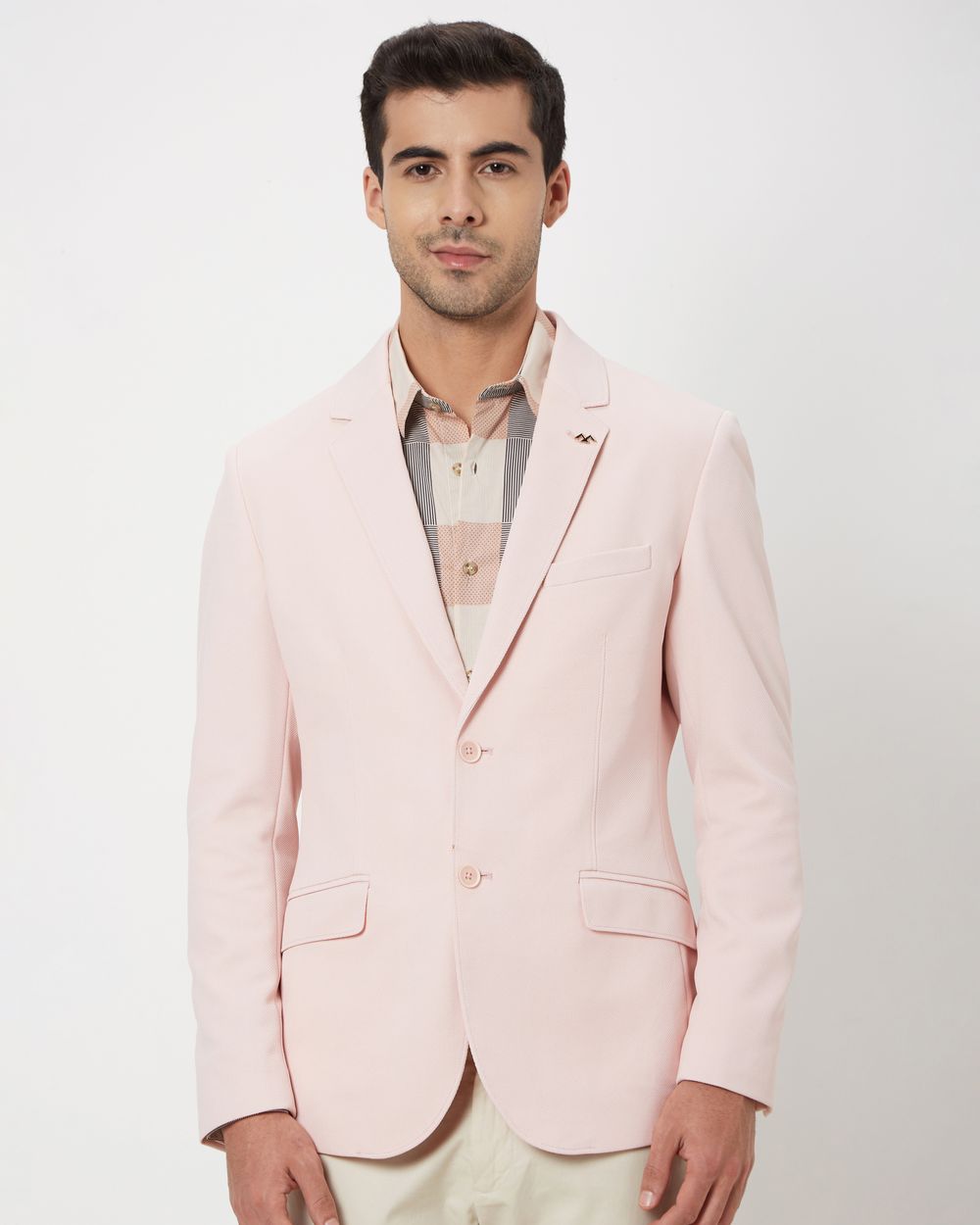 Pink slim fit blazer deals