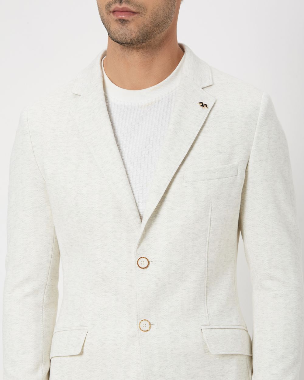 Buy Off White Slim Fit Blazer Online at Muftijeans