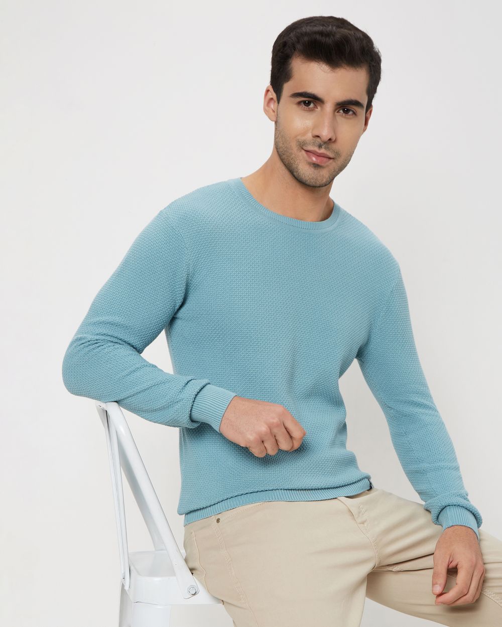 Light blue cotton sweater discount