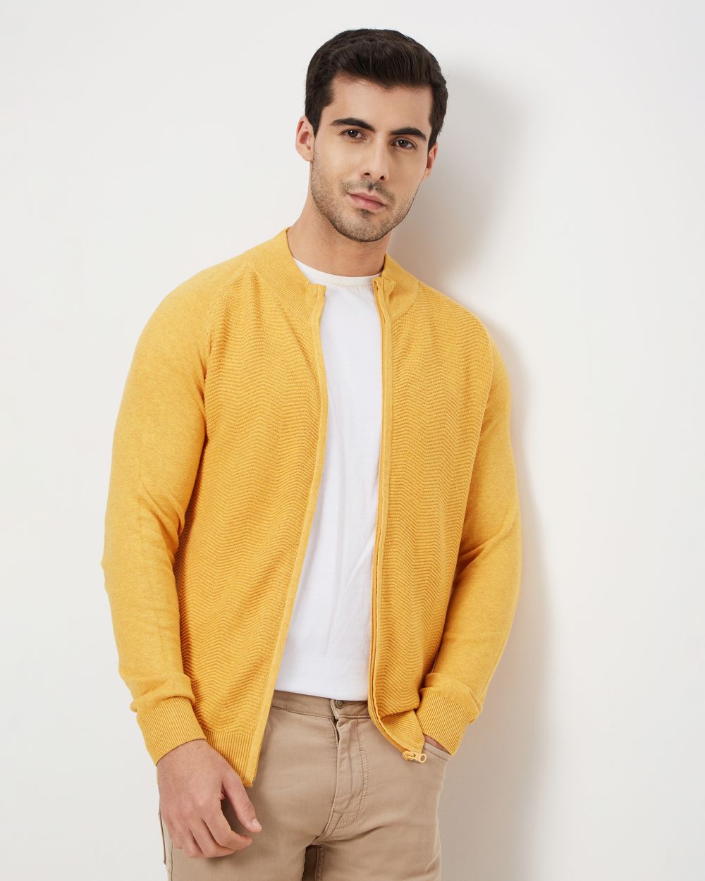 Mustard distressed sweater online