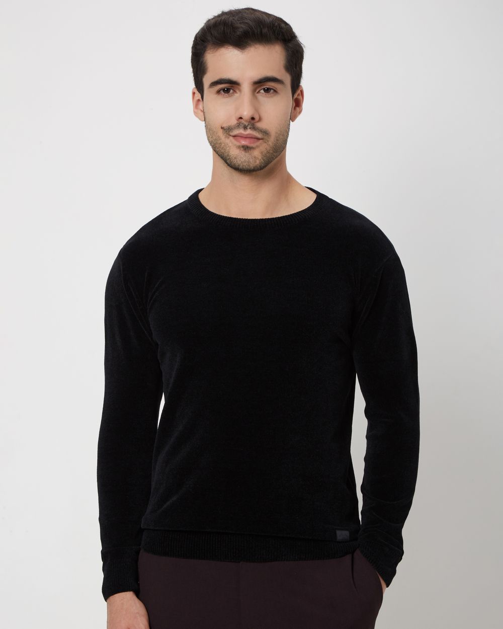 Buy Black Velvet Slim Fit Sweater Online at Muftijeans