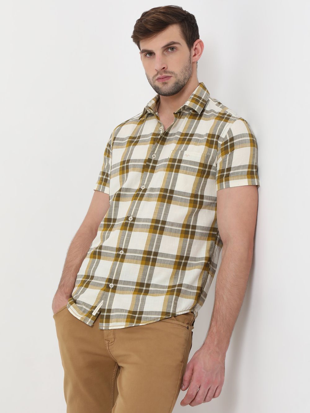 Olive Large Check Shirt