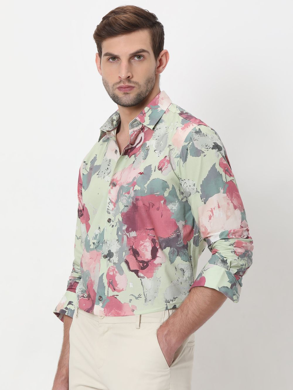 Light Green Digital Print Shirt