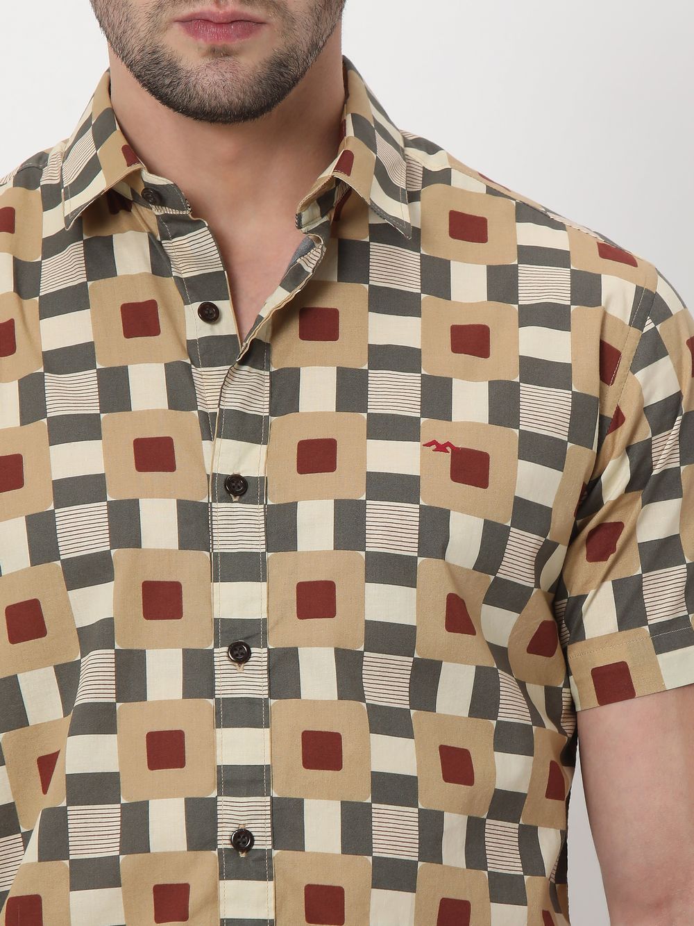 Beige Tile Print Lightweight Shirt