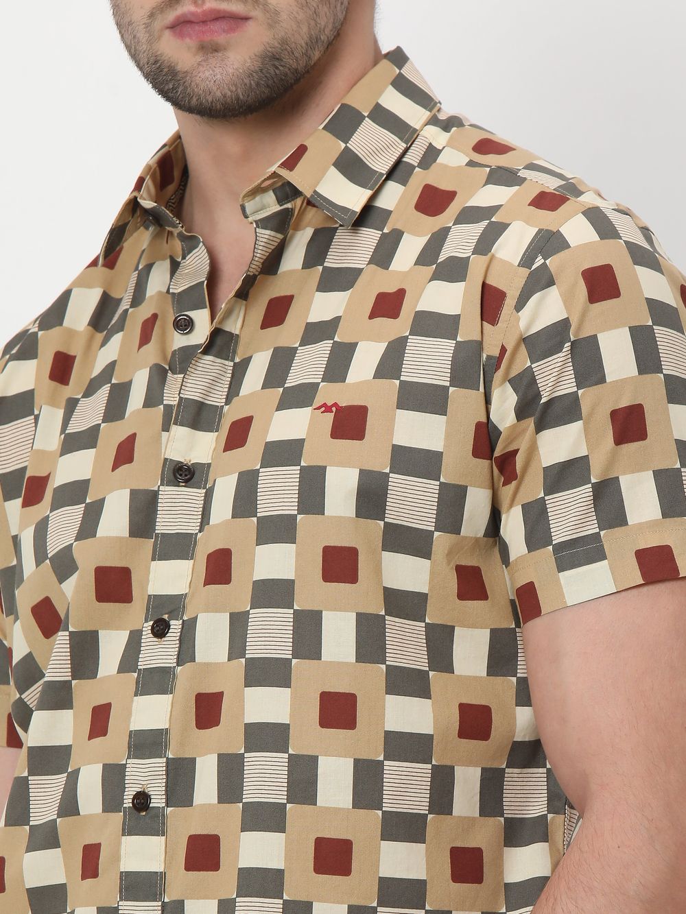 Beige Tile Print Lightweight Shirt