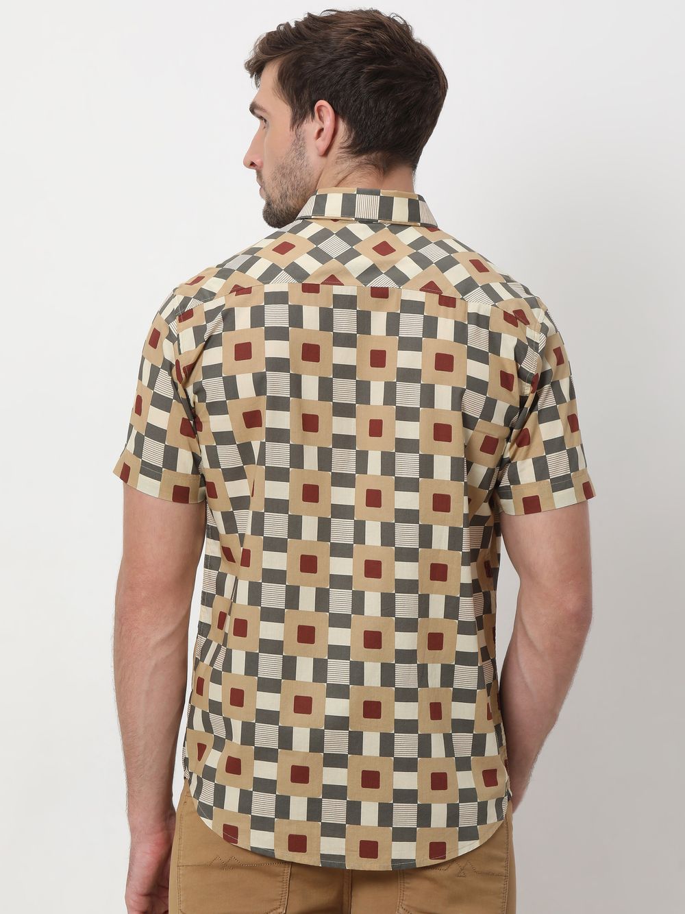 Beige Tile Print Lightweight Shirt