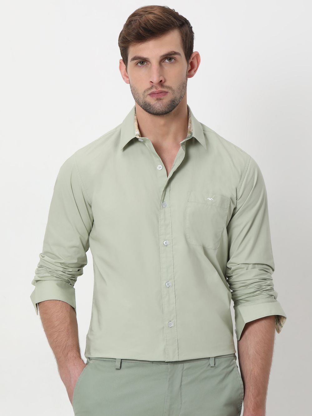 Light Green Tactical Poplin Plain Shirt