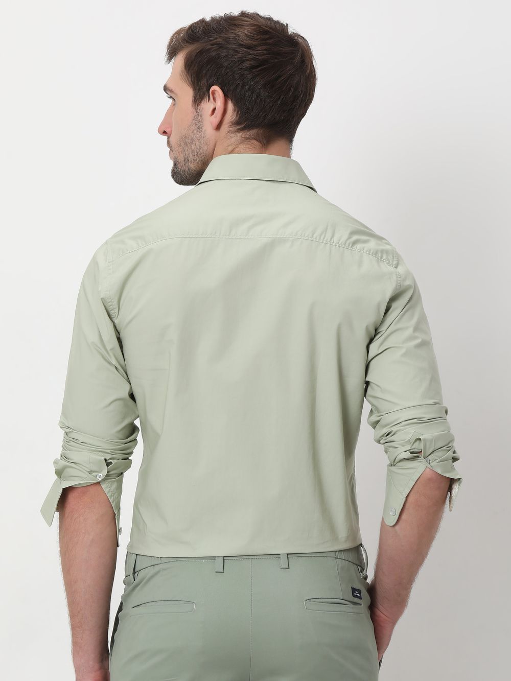 Light Green Tactical Poplin Plain Shirt