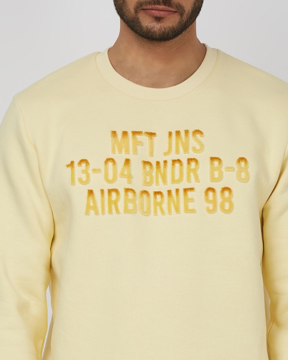 Light Yellow Slim Fit Sweatshirt
