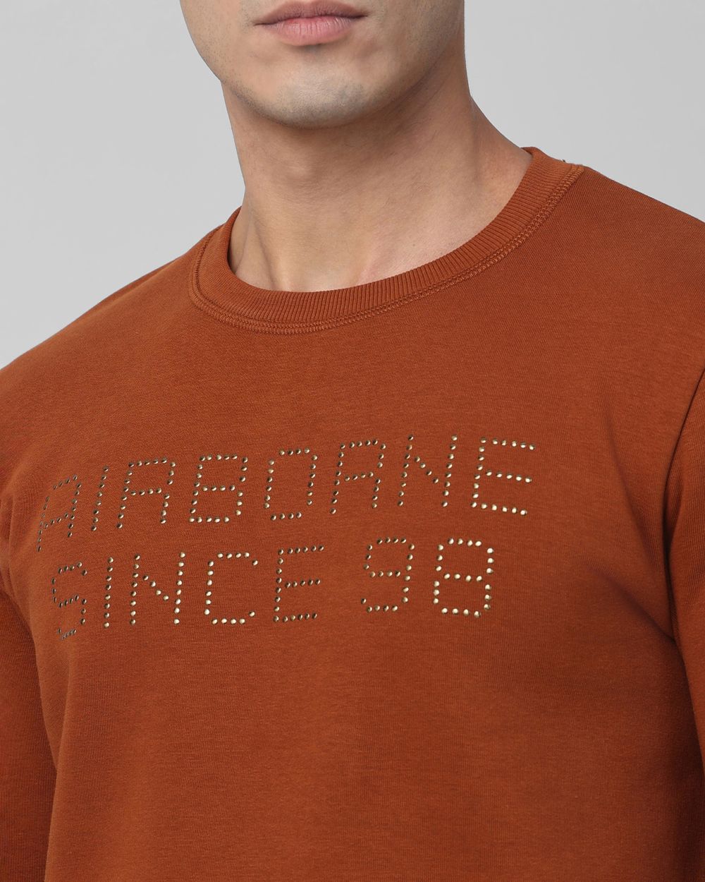 Brown Studded Print Slim Fit Sweatshirt