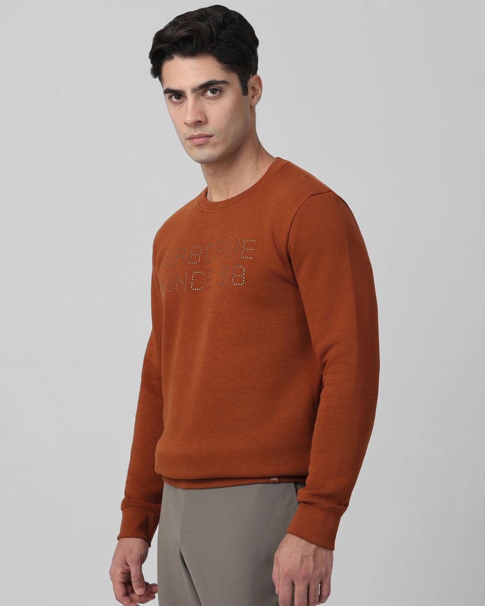 Brown Studded Print Slim Fit Sweatshirt