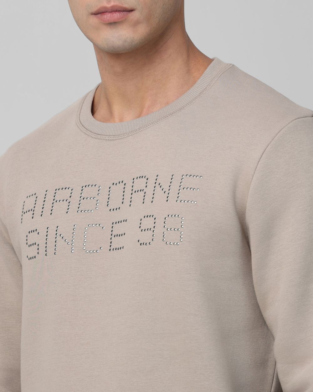Grey Studded Print Slim Fit Sweatshirt