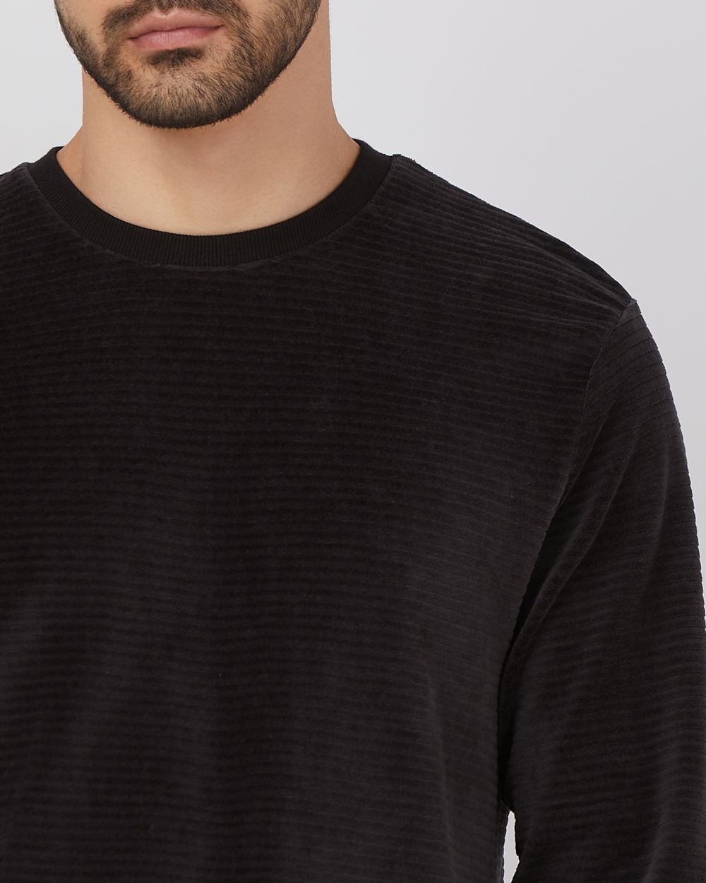 Black Velvet Slim Fit Sweatshirt