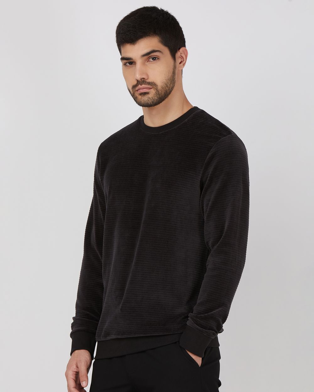 Black Velvet Slim Fit Sweatshirt