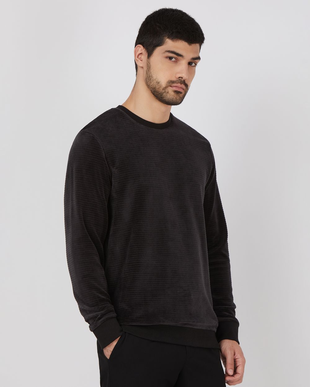 Black Velvet Slim Fit Sweatshirt