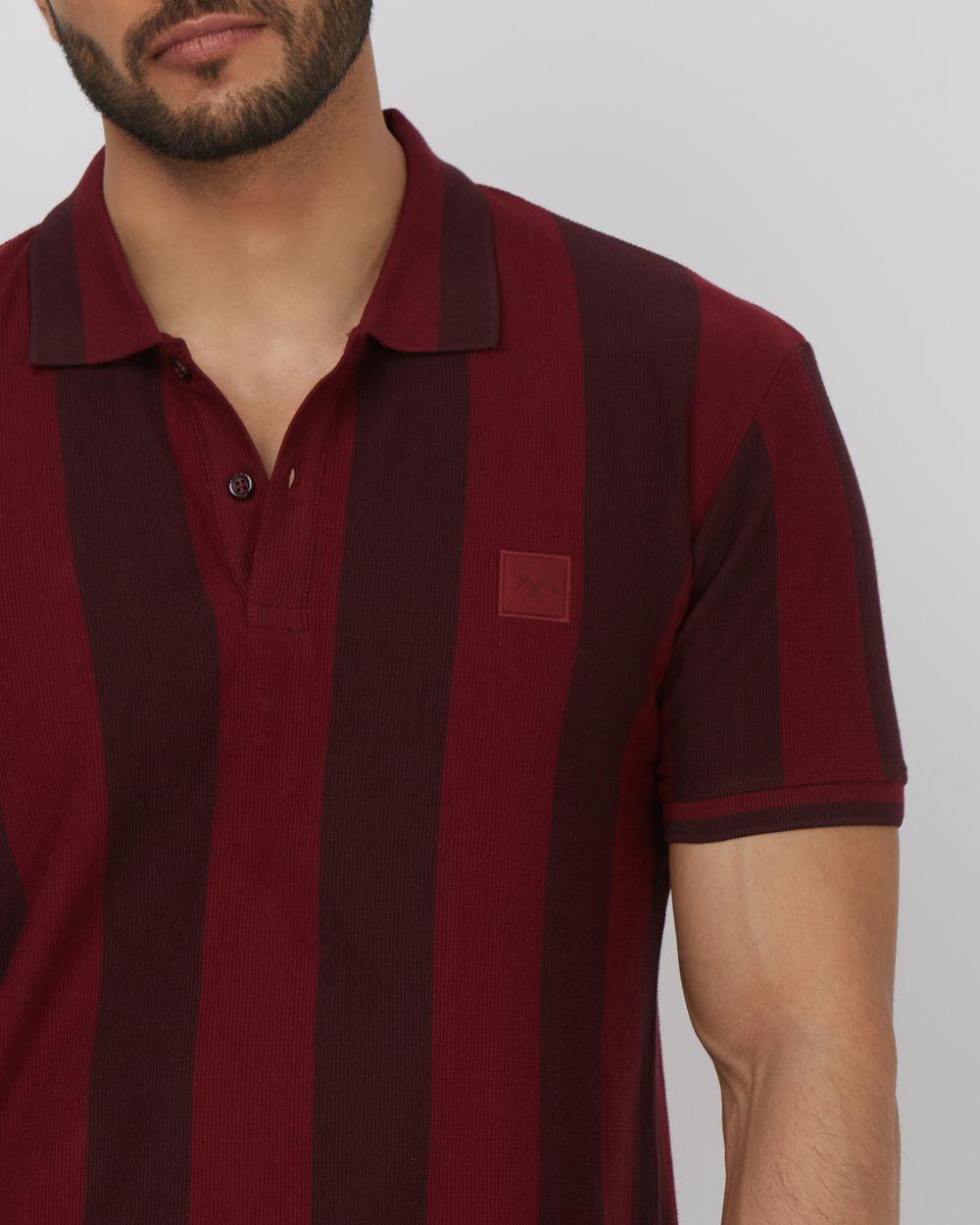 Maroon Wide Stripe Slim Fit T-Shirt