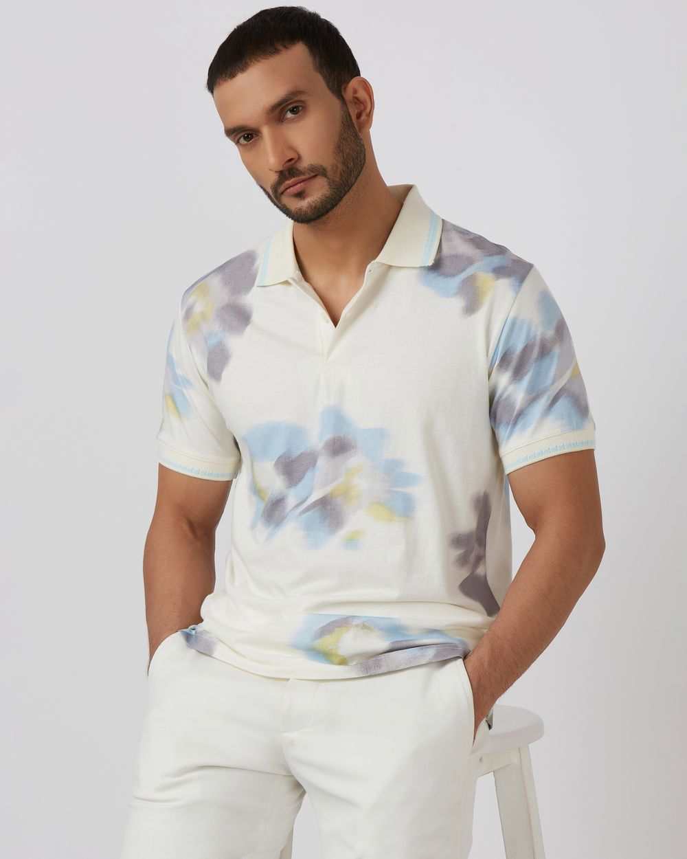 Off White Floral Print Slim Fit T-Shirt