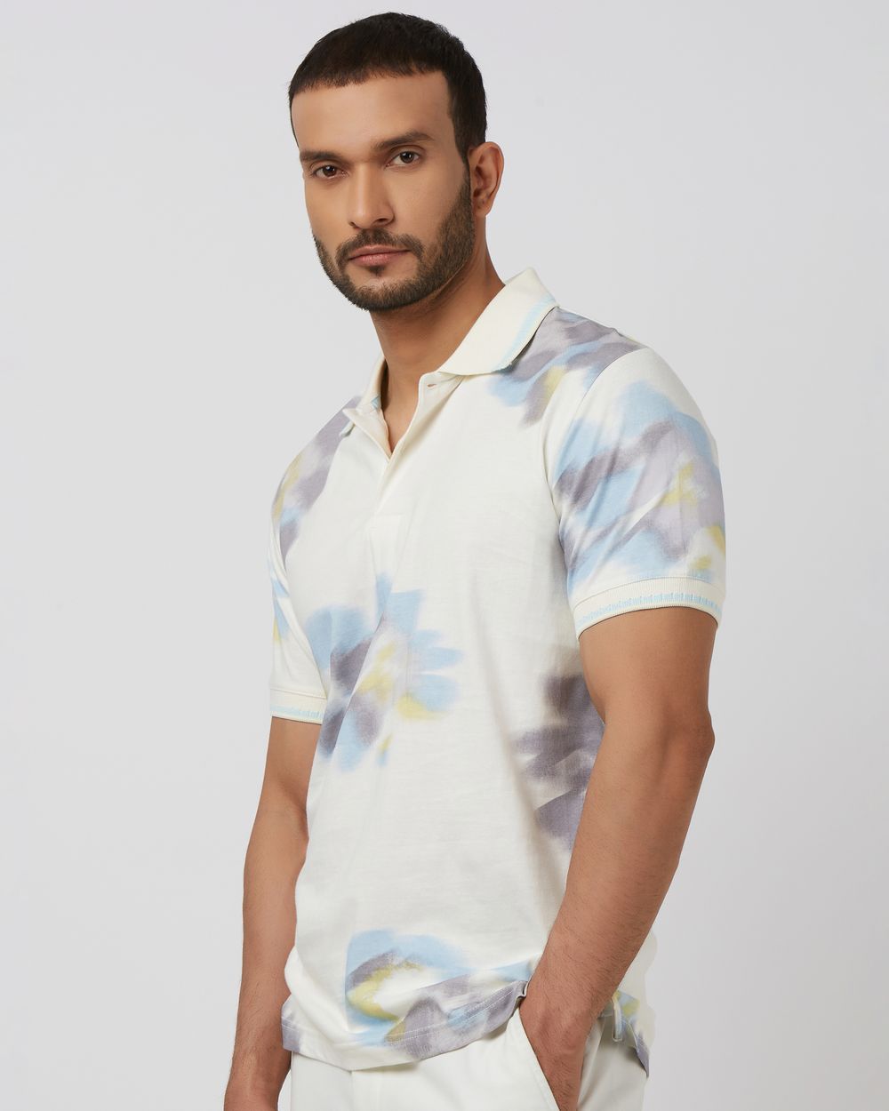 Off White Floral Print Slim Fit T-Shirt