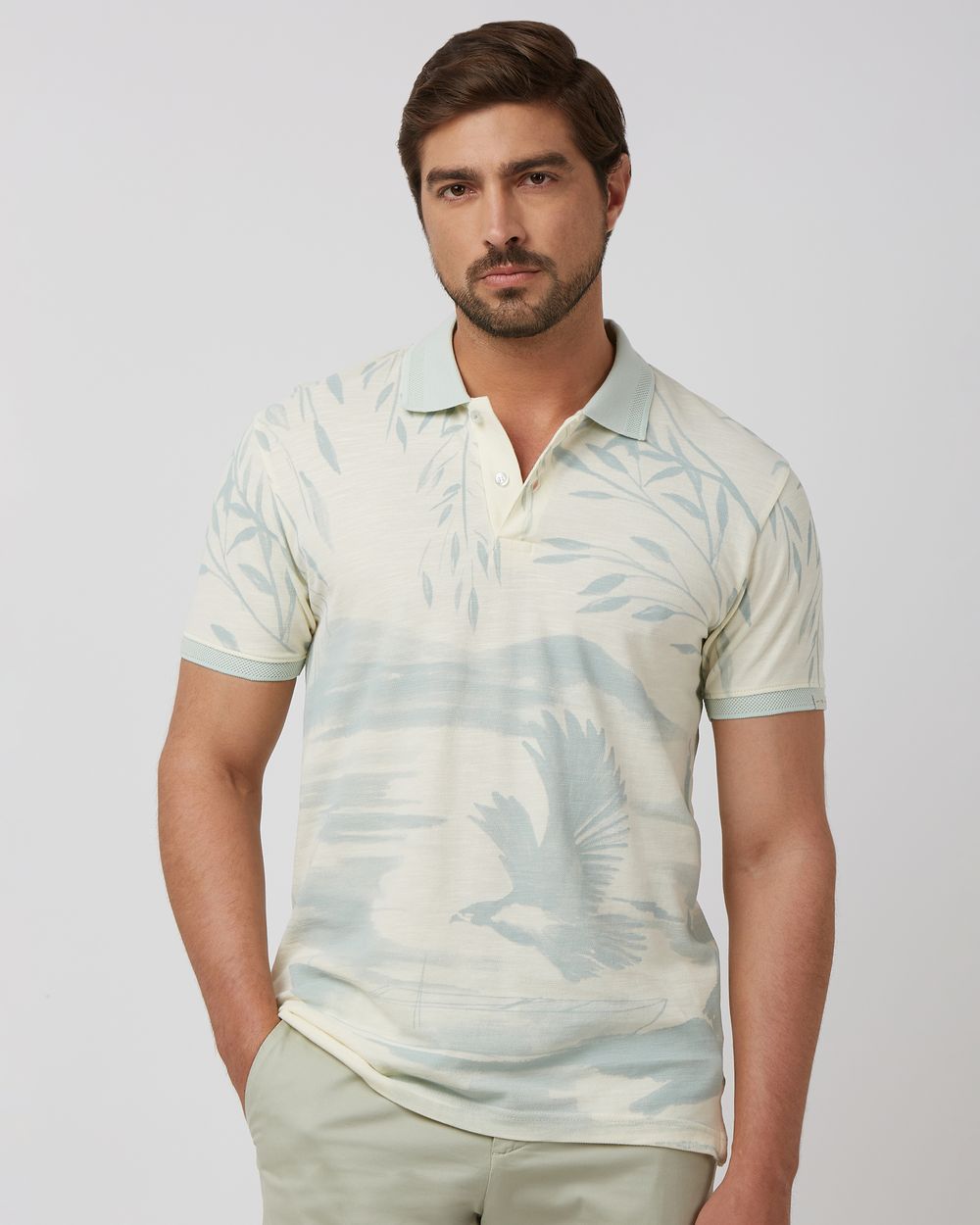 Off White Textured Plain Slim Fit Henley