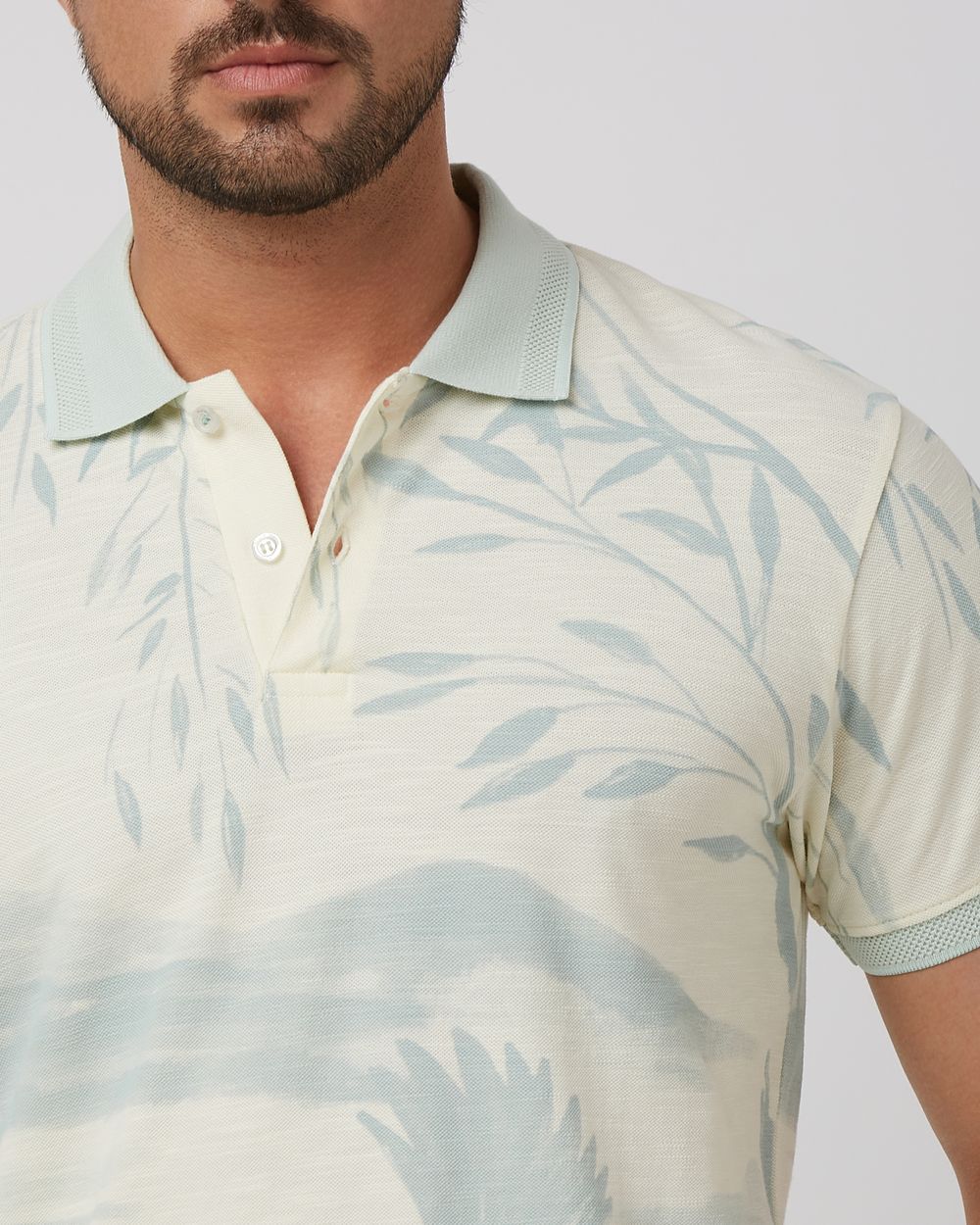 Off White Textured Plain Slim Fit Henley