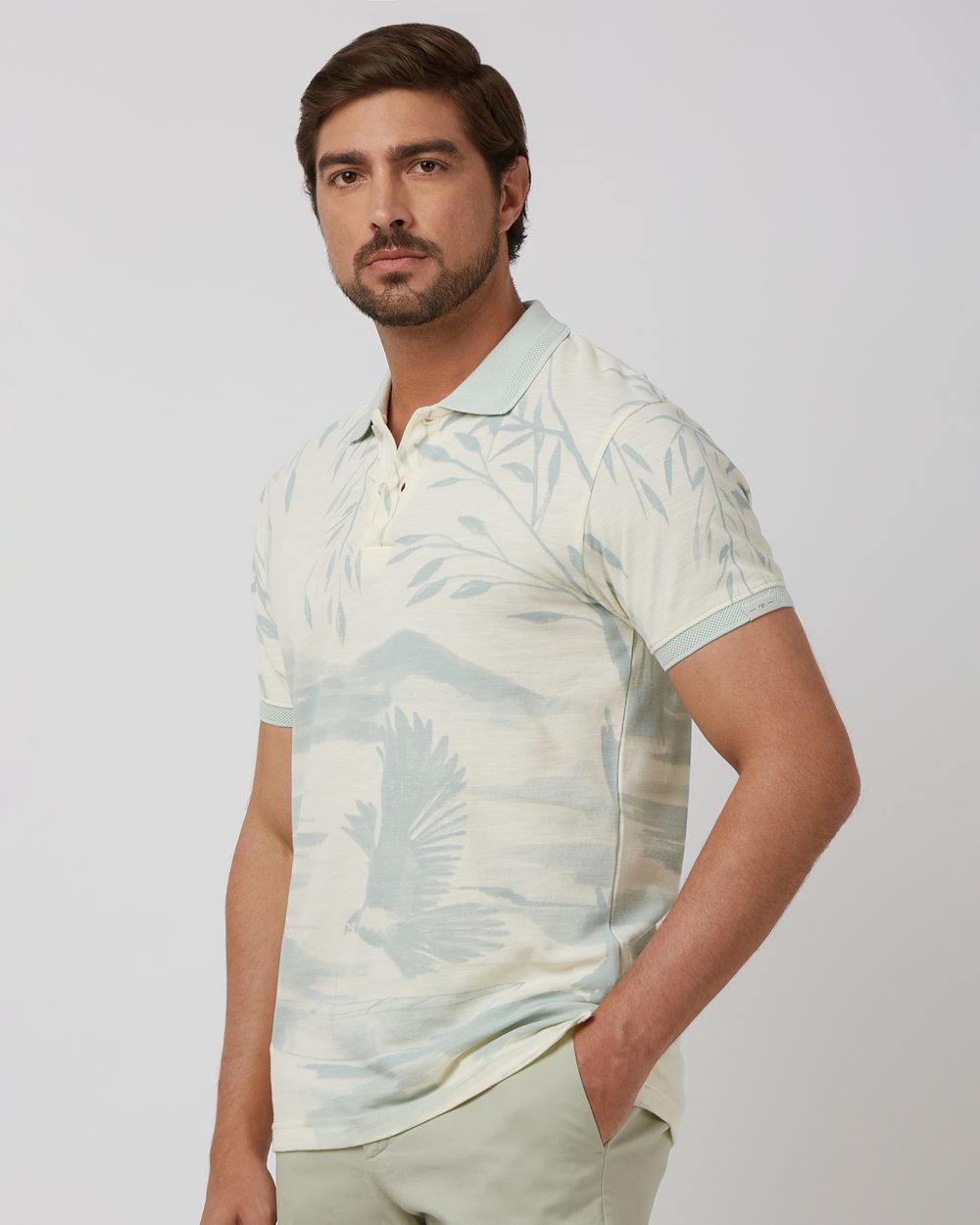 Off White Textured Plain Slim Fit Henley