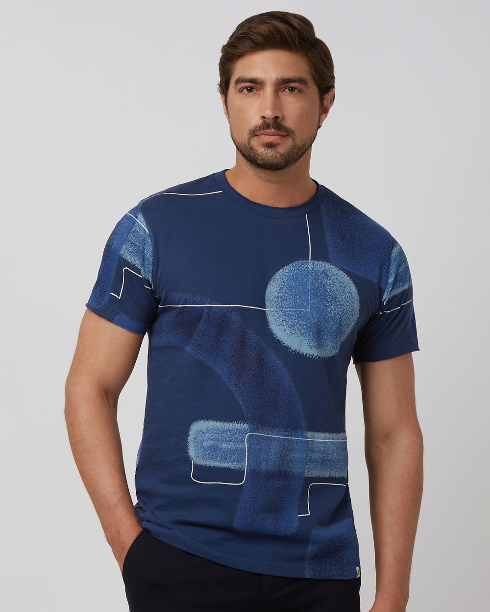 Navy Printed Slim Fit T-Shirt
