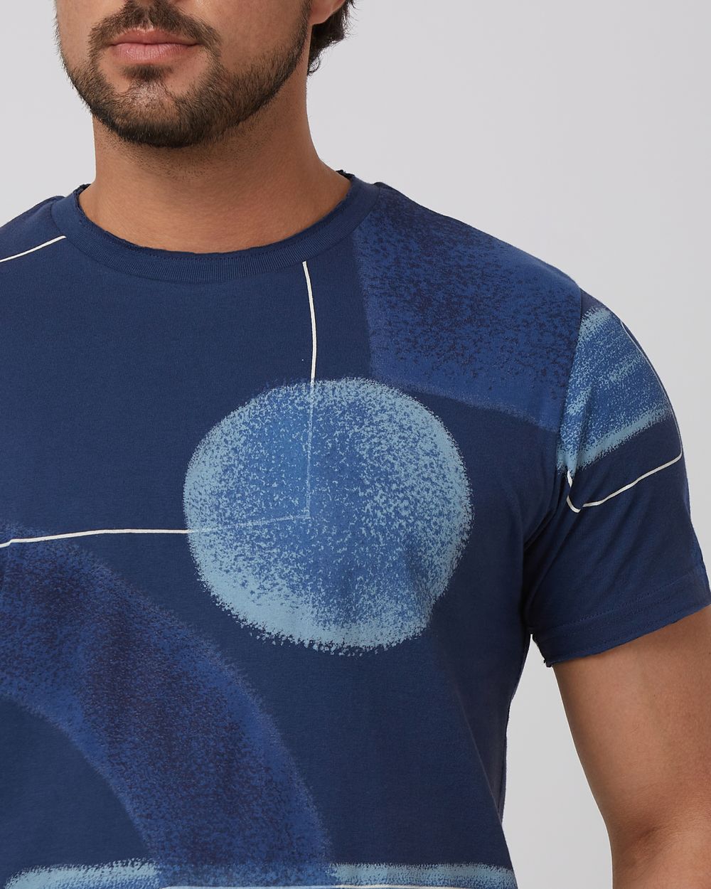 Navy Printed Slim Fit T-Shirt