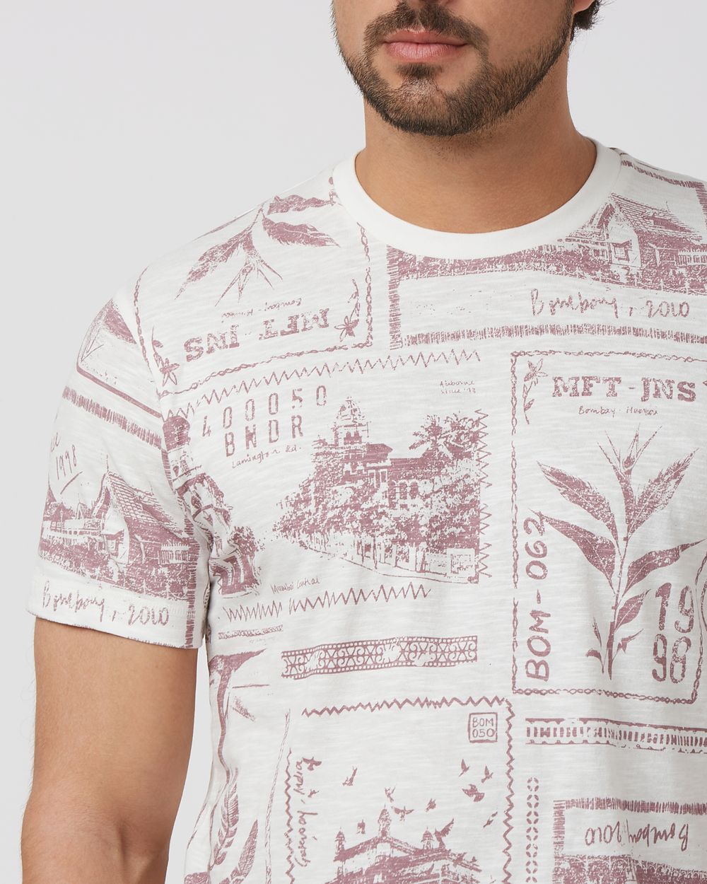 Off White Stamp Print Slim Fit T-Shirt