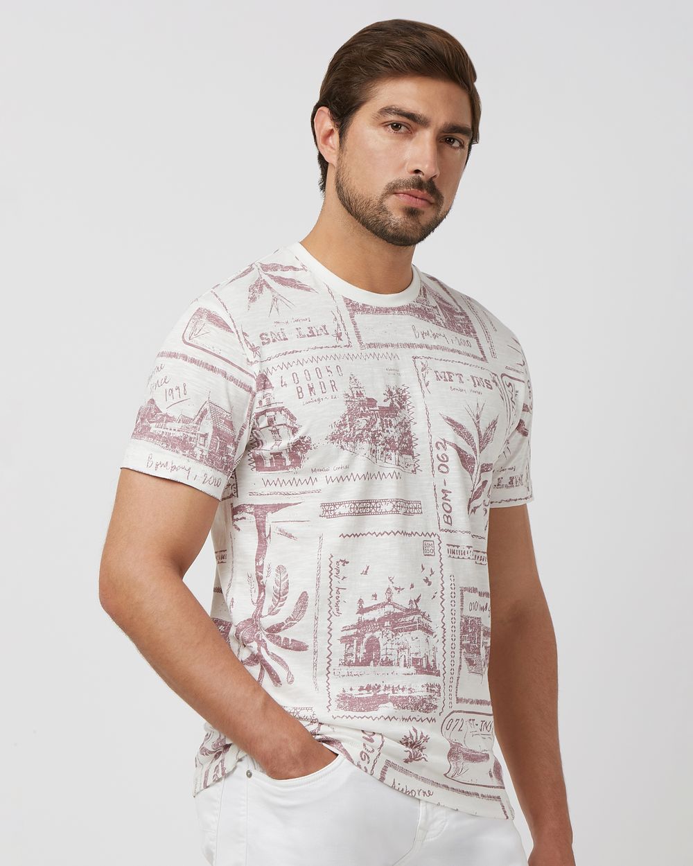 Off White Stamp Print Slim Fit T-Shirt