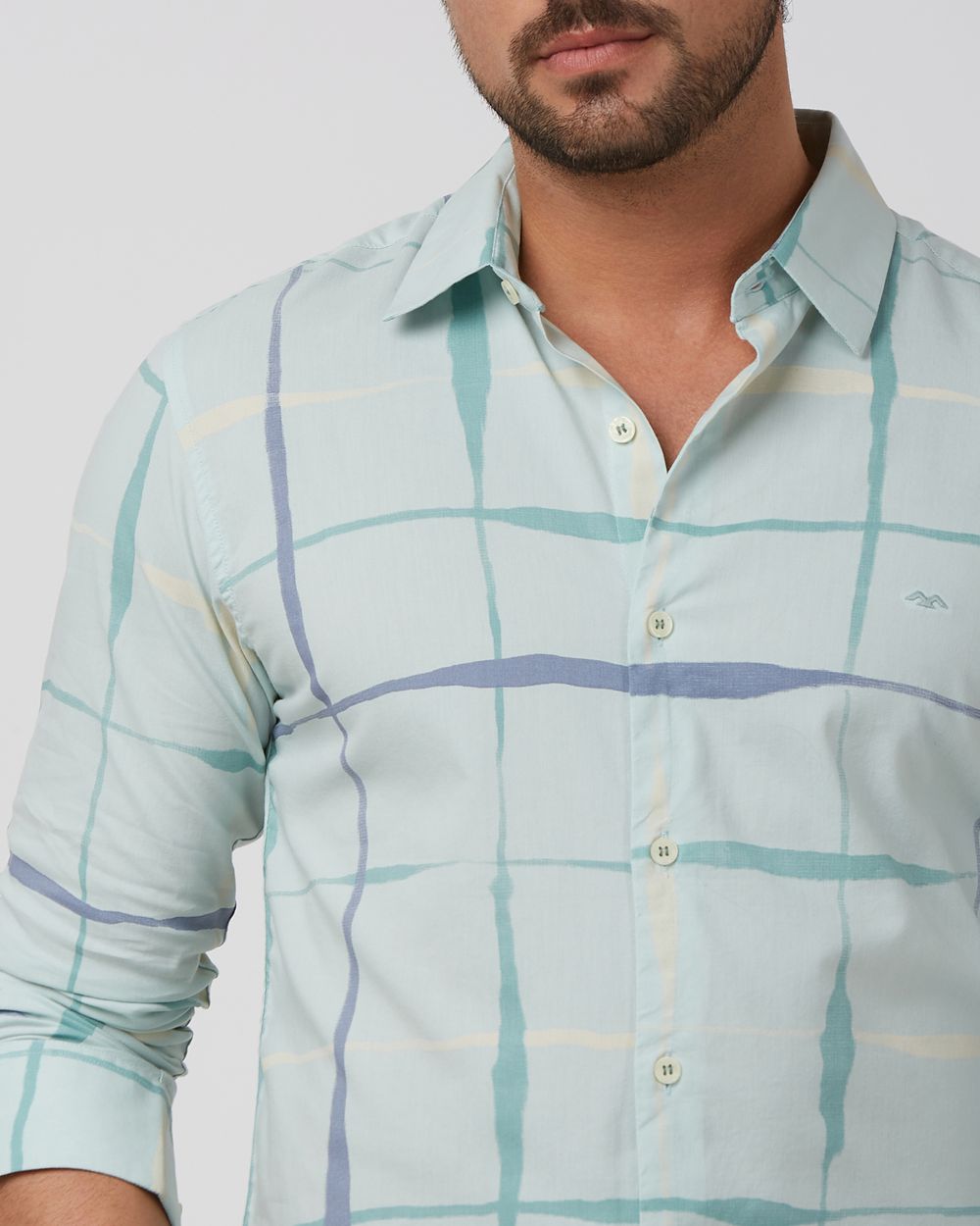 Aqua Printed Check Slim Fit Casual Shirt