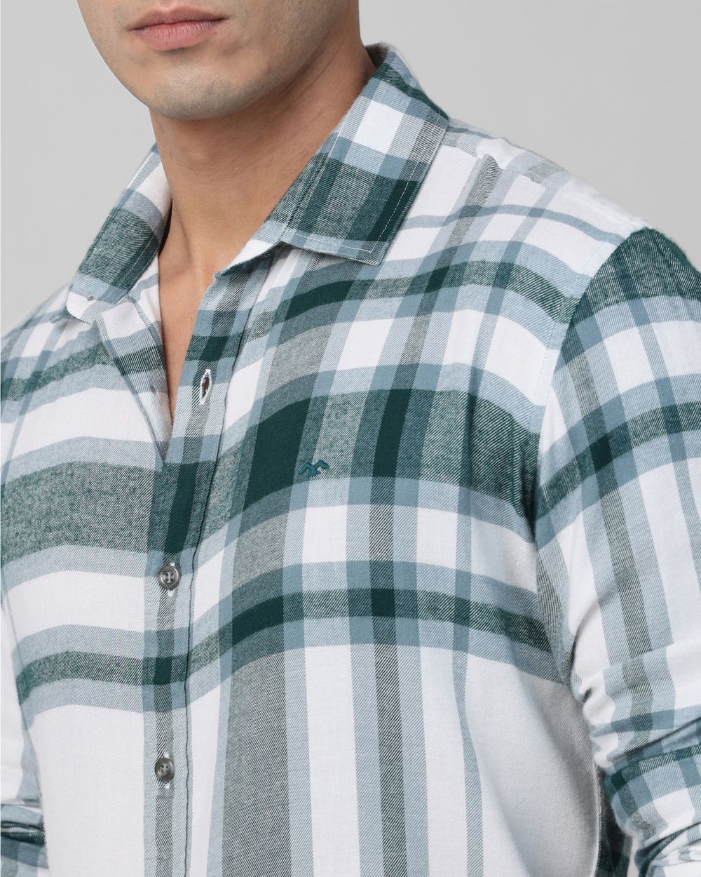 Off White Flannel Check Slim Fit Casual Shirt