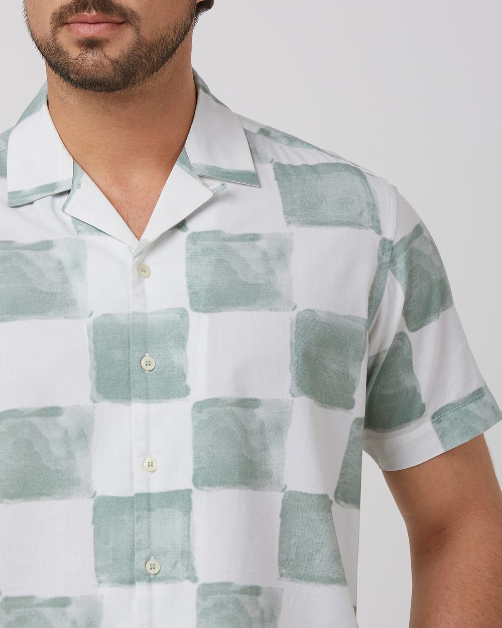 Sage Painted Check Relaxed Fit Casual Shirt