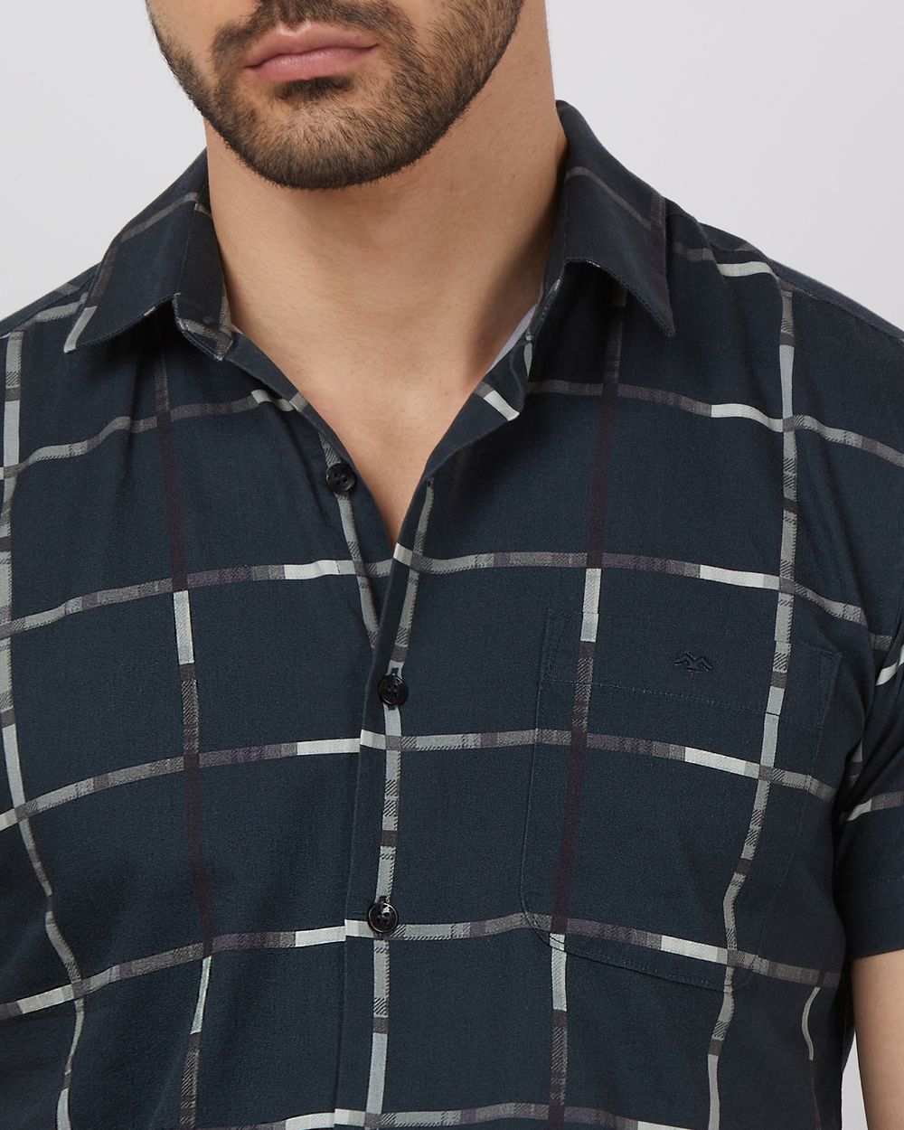 Dark Green Large Check Slim Fit Casual Shirt