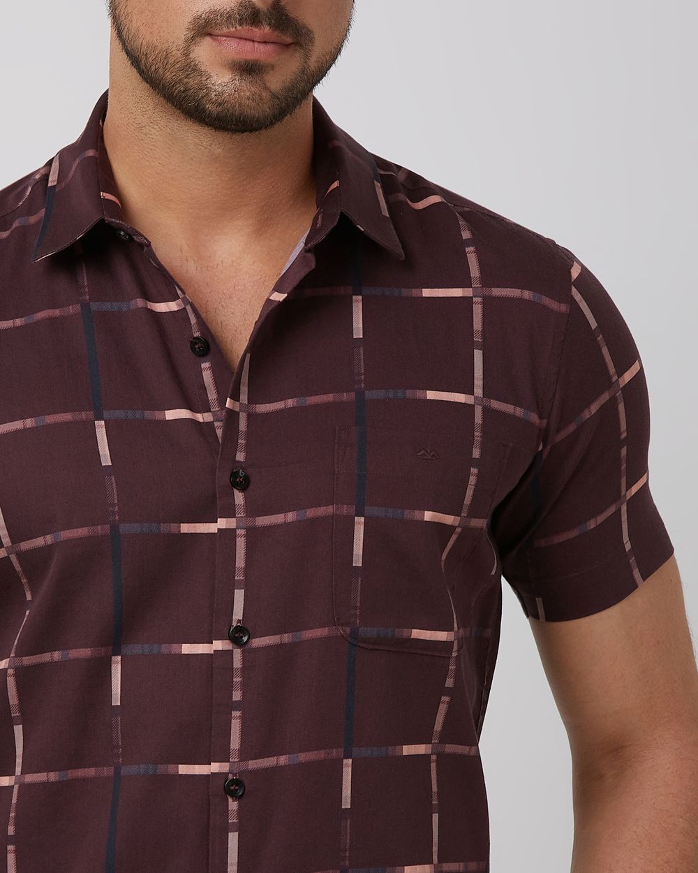 Maroon Large Check Slim Fit Casual Shirt