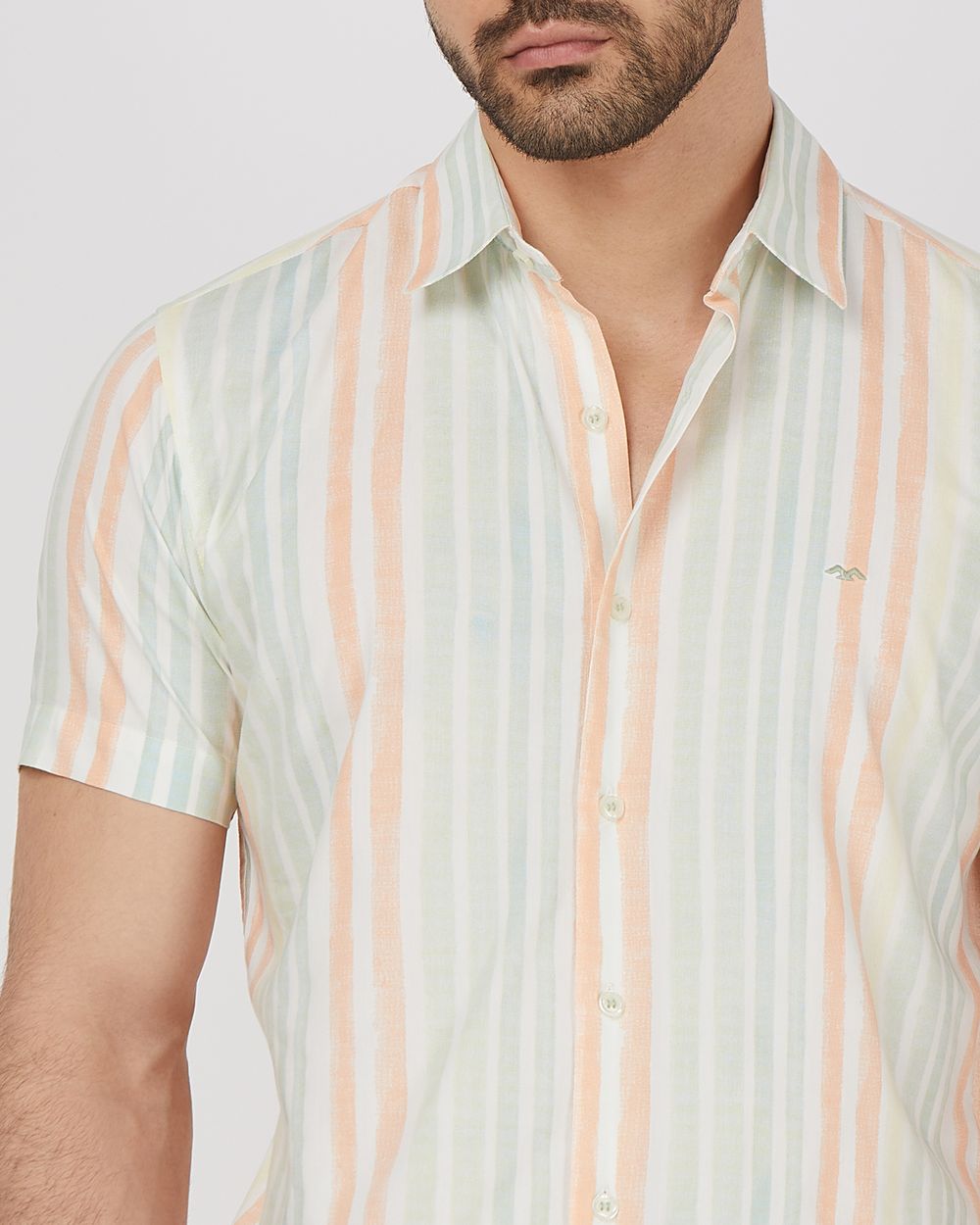 Multicolour Painted Stripe Slim Fit Casual Shirt