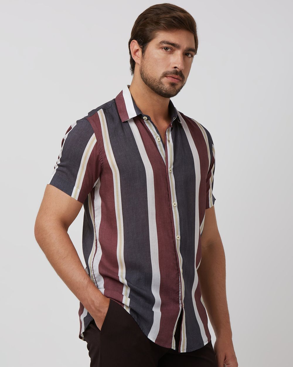 Multi Awning Stripe Slim Fit Casual Shirt
