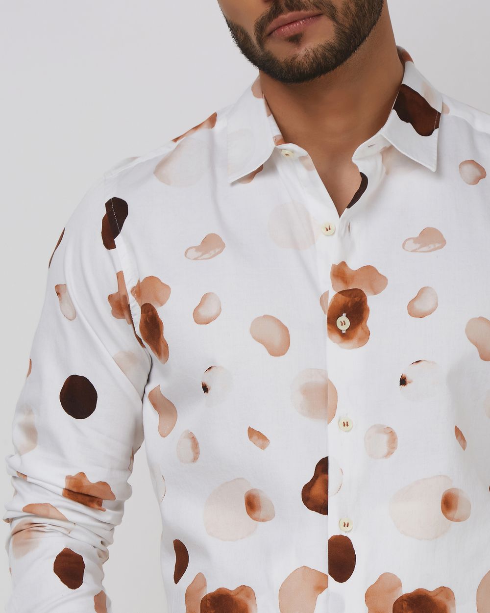 White Digital Print Slim Fit Casual Shirt