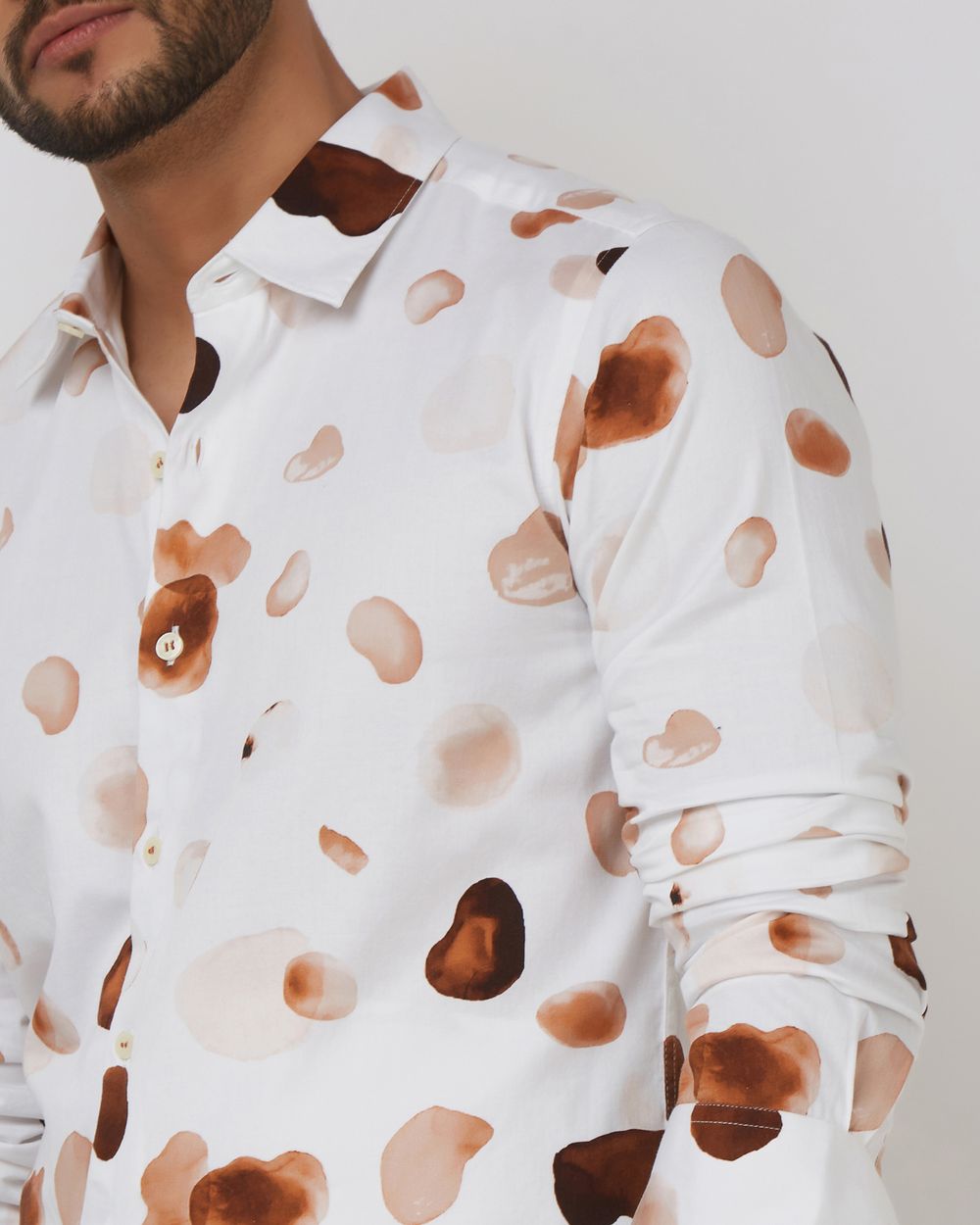 White Digital Print Slim Fit Casual Shirt