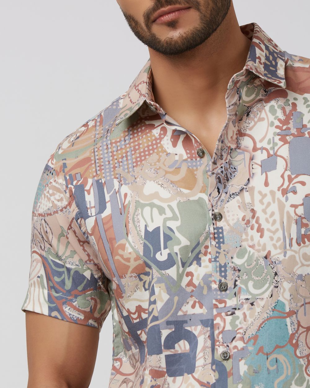 Pink Digital Print Slim Fit Casual Shirt