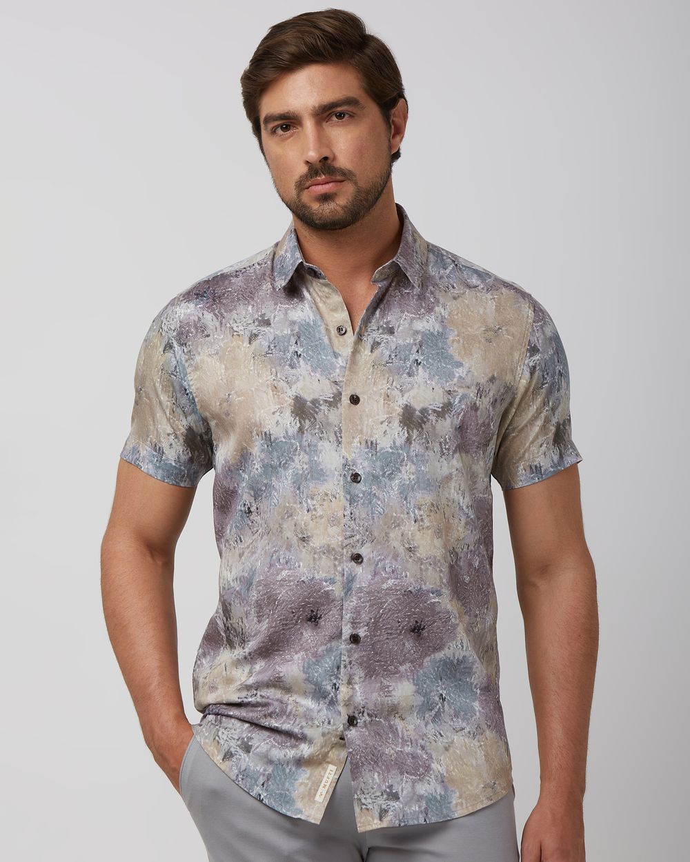 Multicolour Abstract Print Slim Fit Casual Shirt
