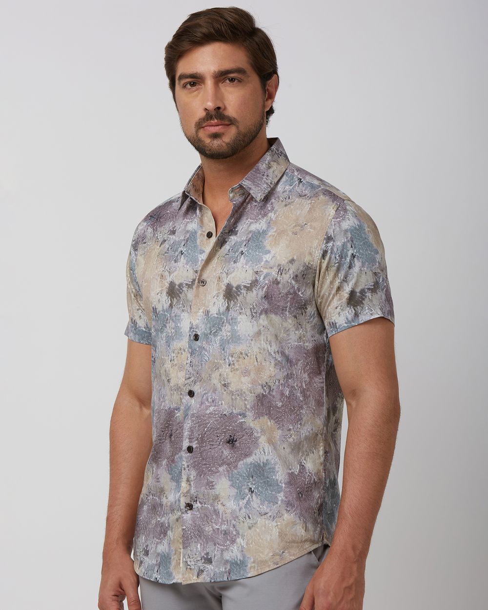 Multicolour Abstract Print Slim Fit Casual Shirt