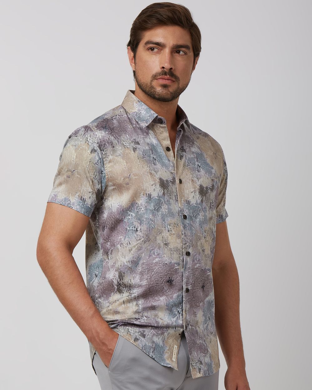 Multicolour Abstract Print Slim Fit Casual Shirt