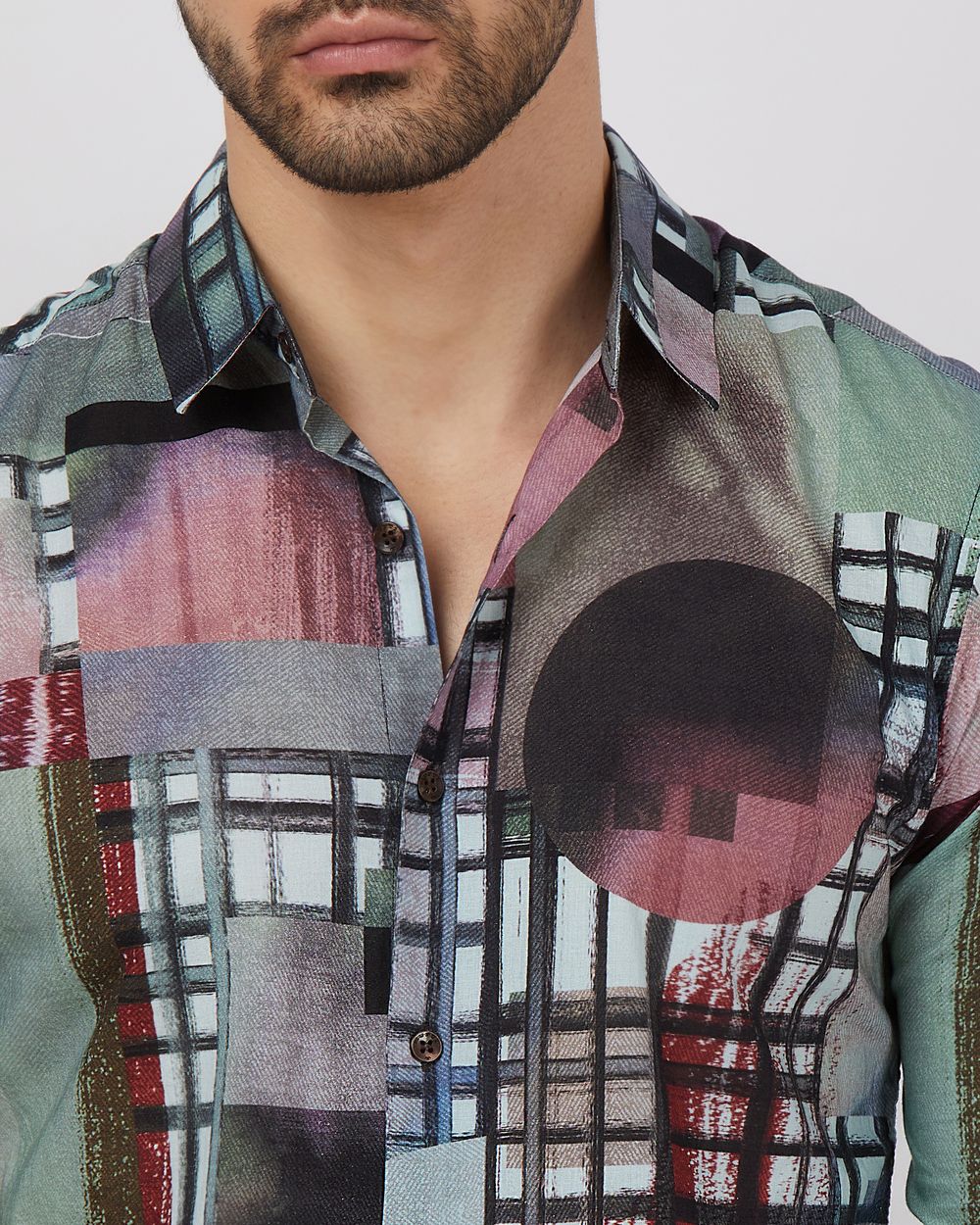 Multicolour Digital Print Slim Fit Casual Shirt