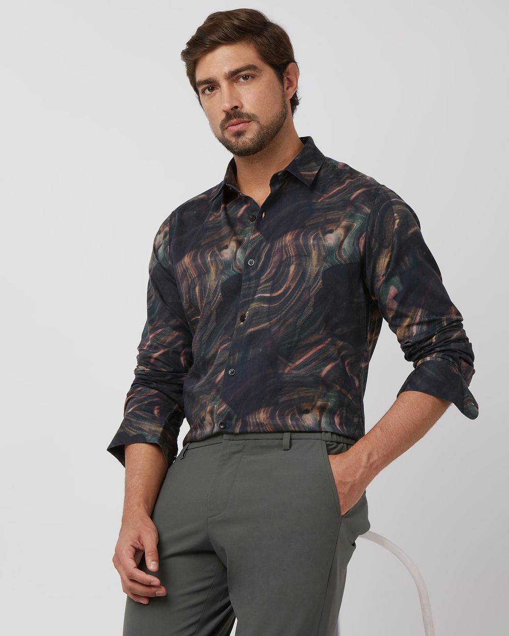 Multi Digital Print Slim Fit Casual Shirt